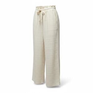 New Kendall & Kylie Cream Mother of Pearl Boho Wide Leg Textured Pants Small
